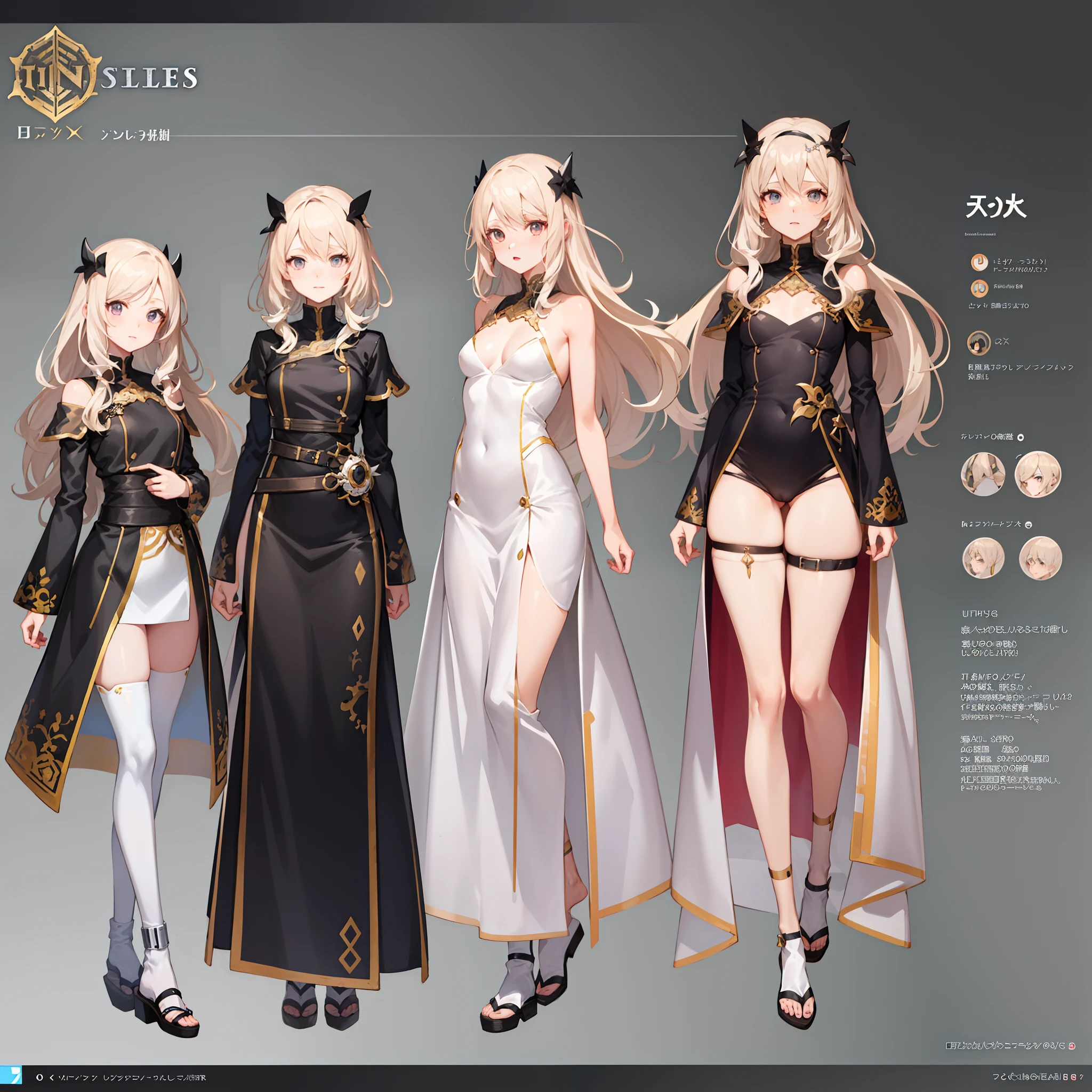 anime - style image of a character with a variety of hair and accessories, anime set style, anime character reference sheet, fantasy uniform, flat anime style, anime full body illustration, full_body!!, complete detailed body, extra detailed body, anime vtuber full body model, soft anime illustration, anime style character, clean detailed anime style,