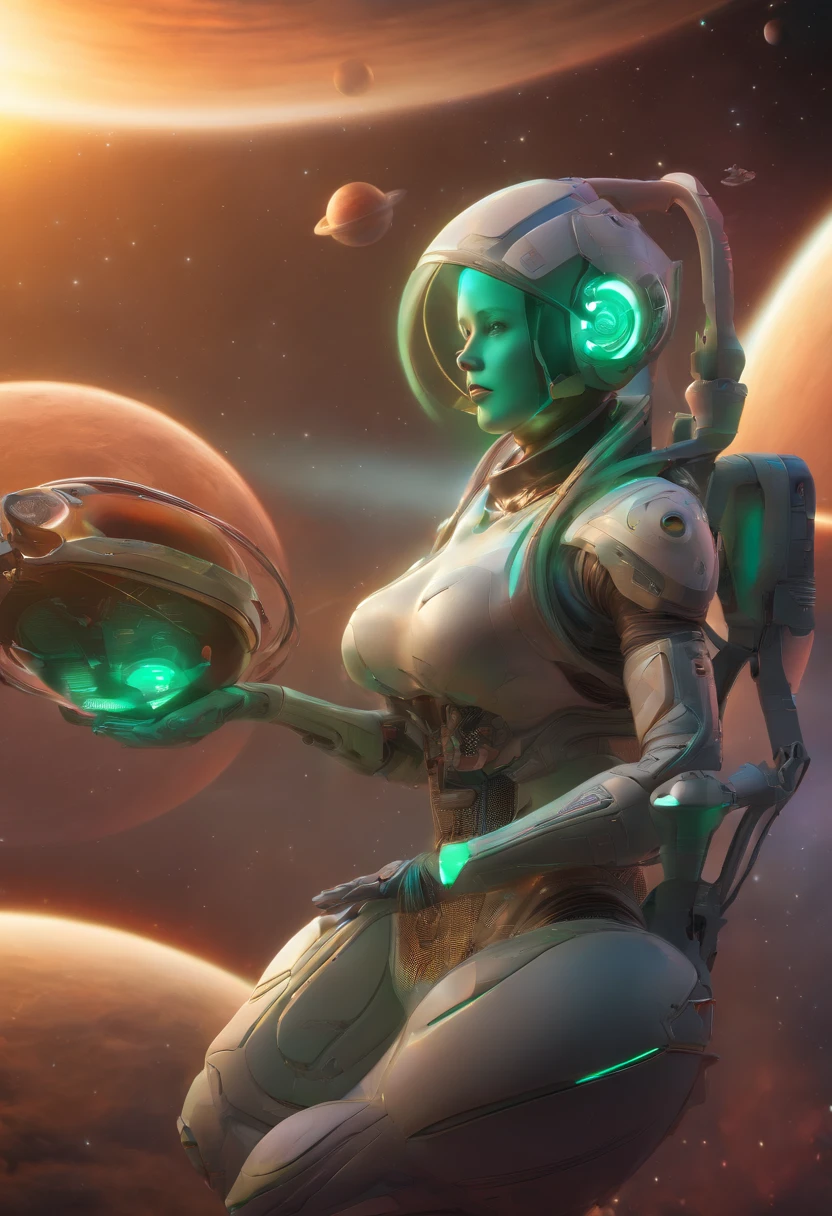 Huge boobs, big breast, alien, space, spaceship, planets, thicc