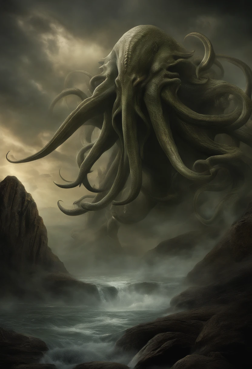 The best picture quality, Masterpiece, Super High Resolution, BREAK Imagine the incomprehensible horror, The Outer God of Myths, Cthulhu, which defies description and comprehension. Its shape is a wriggling mass of tentacles and antennae, constantly shifting and undulating in a grotesque dance. BREAK His many eyes are cold and insensitive;;;;, as if looking at the world from someone else's point of view. The creature rises above everything in its path, Eclipsing mountains and cities, How he walks through space. BREAK His skin is smooth and slimy, with strange runes, Engraved on the surface, which pulsate with Eldritch's energy. The very air around the outer god shimmers with power, is distorted by its mere presence. BREAK It makes a sound, which doesn't quite sound like a roar, Not exactly a scream, but something more sinister and disturbing. It's a creature, This is beyond the comprehension of mortals, A creature from the void, which defies all attempts at rationalization or understanding. The image of this outer god is a testament to the dark and terrifying depths of the human imagination.