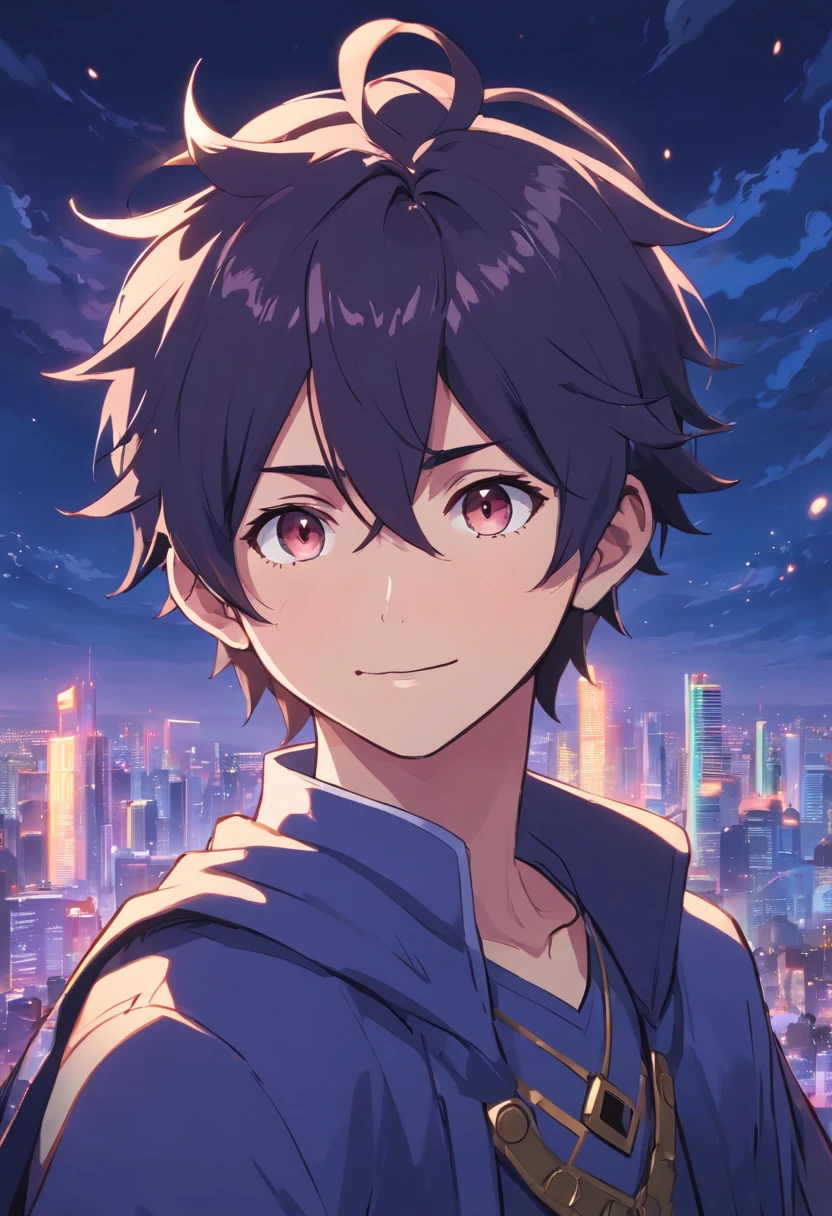 (inked original-art:1.2),(lineart:1.33),young,1boy,portrait male elf boy prince of the wild, evil overlord smiling,close-up,imposing-headgear,(hyperdefined),(inked-art),blue orange purple tones,anime,fantasy gothic aesthetic,complex lighting,(flat-colors),hatched-texture,(fine-details:1.2),absurdres,flat-colors,fullscreen,ultradetailed,limited-palette,onyx