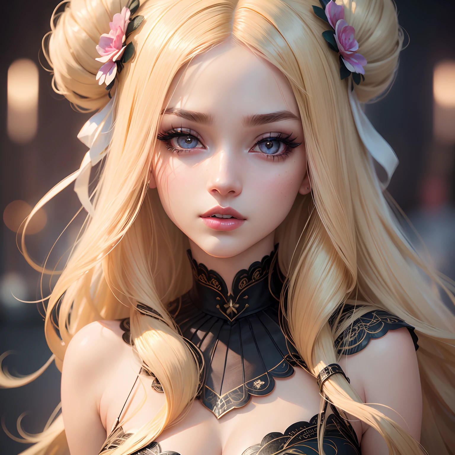 8k, realistic, ultra quality, beatiful girl, Stern anime girl, (Highest Quality, Amazing Details:1.25), cinematic lighting, unique, high-quality, very long hair, hair intakes, makeup, lipstick, eyelashes, ultra detailed eyes, ultra detailed face, ultra detailed lips, ultra detailed lipstick, ultra detailed makeup, 18 years girl, masterpiece, 8k