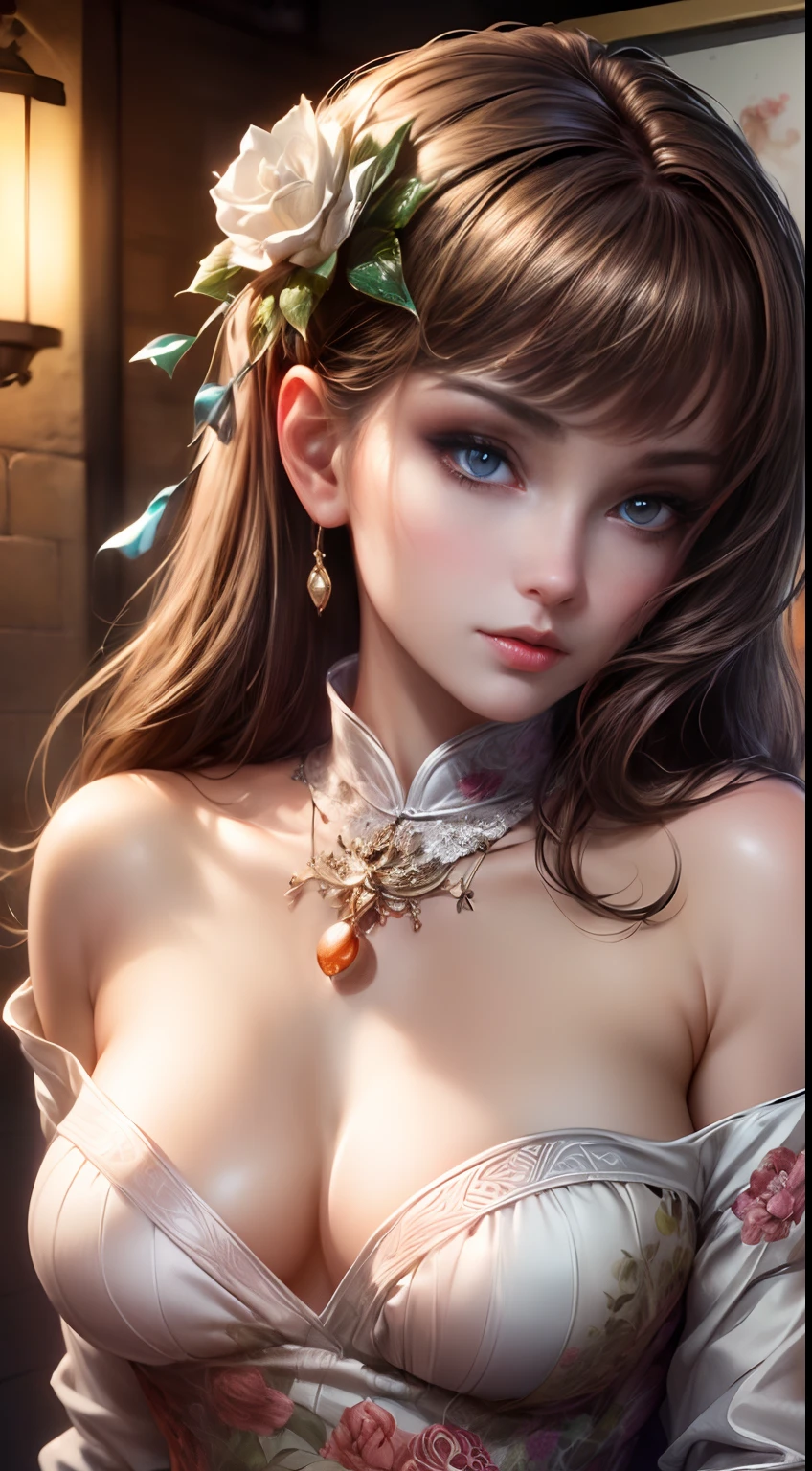 (Best quality, Masterpiece, Extremely detailed CG, Game CG:1.5), full bodyesbian,1 girl,An extremely delicate and beautiful girl, Extremely detailed eyes and face, beautiful detailed glow,Lagasprín,on cheongsam,Medium breast, illustration, Cinematic lighting, Best shadow,(White background:1.3)