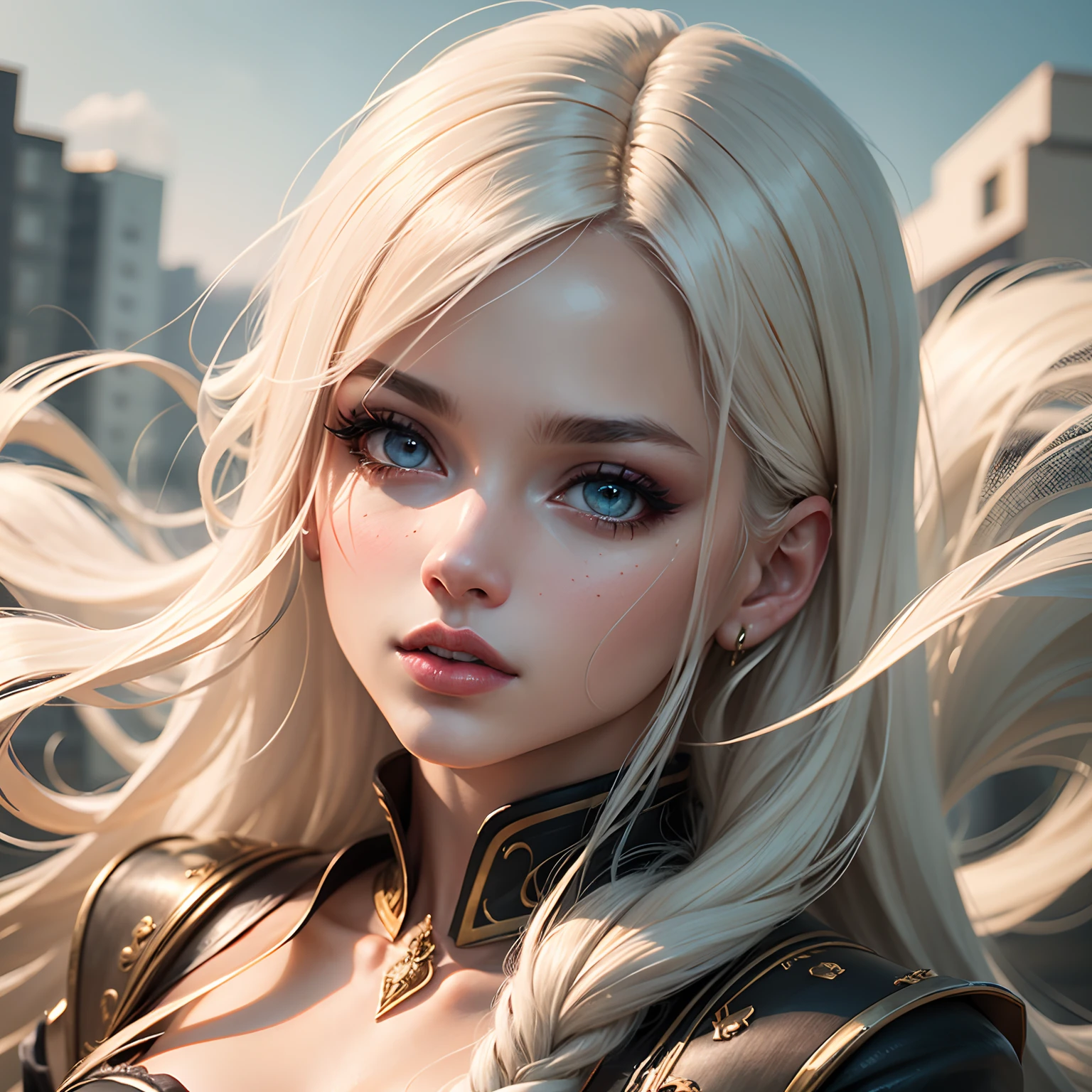 8k, realistic, ultra quality, beatiful girl, Stern anime girl, (Highest Quality, Amazing Details:1.25), cinematic lighting, unique, high-quality, very long hair, hair intakes, makeup, lipstick, eyelashes, ultra detailed eyes, ultra detailed face, ultra detailed lips, ultra detailed lipstick, ultra detailed makeup, 18 years girl, masterpiece, 8k
