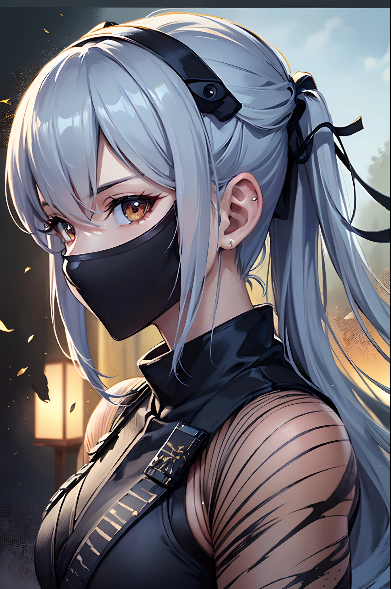 (Finest quality)),(超A high resolution),(ultra-detailliert),(Meticulous portrayal),((Best Anime)),(Finest works of art),sharpnes,Clair,Ultra-Precision Art,The art of astounding depiction,[[[cheerfulness:0.7]]], dark:1.7,(Female Ninja in the Dark:1.3),