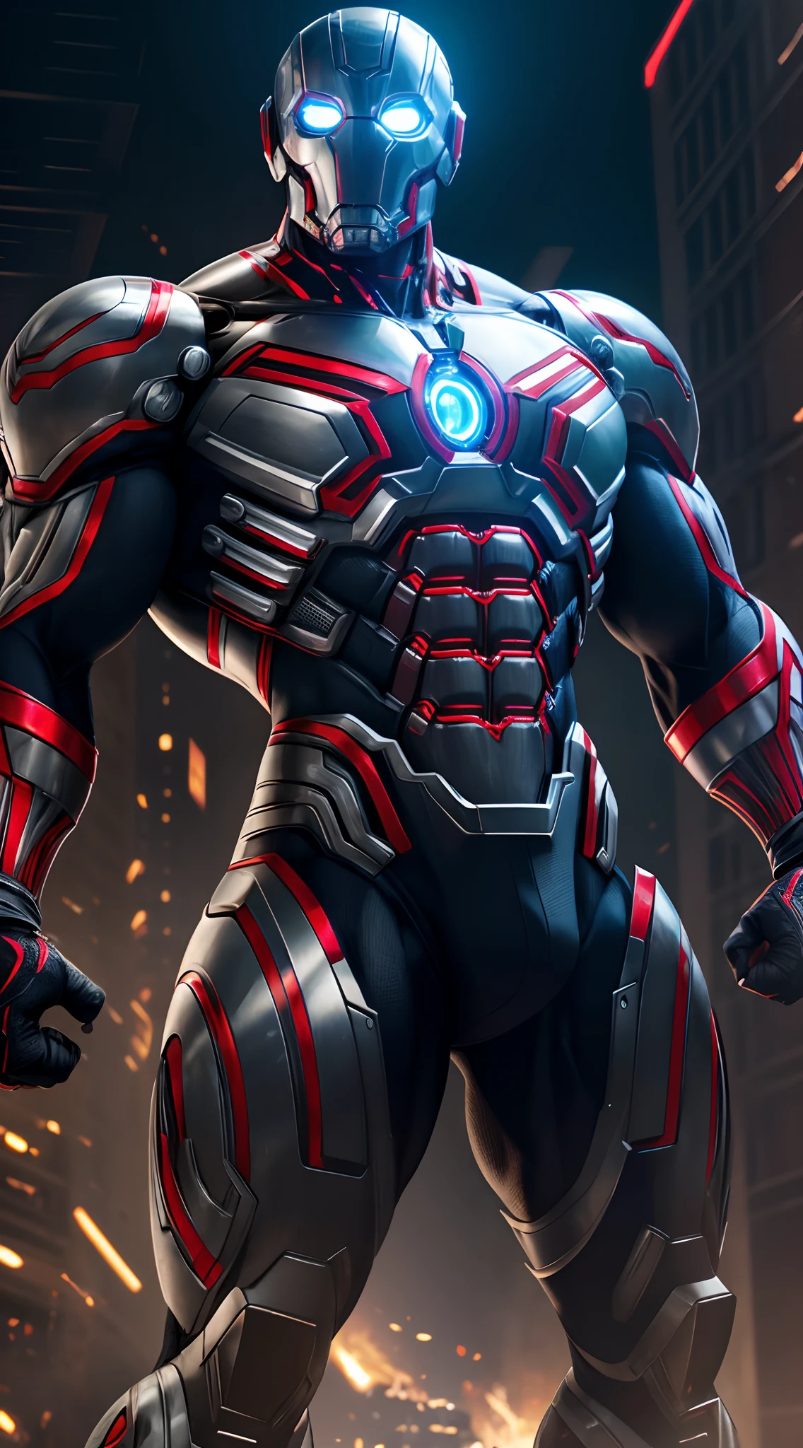 Ultron super strong, muscular, ABS, Bodybuilder, 35mm lens, photography, ultra details, HDR, UHD,8K