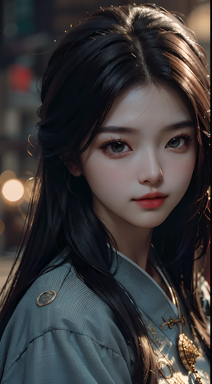 Best Quality, (RAW Photos: 1.2), (Masterpiece: 1.4), (Realistic: 1.4), (High Resolution: 1.4), Chinese actress Gulinazha, depth of field, intricate details, 8k, very detailed, perfect lighting, epic background, big bust 1.3, student wear