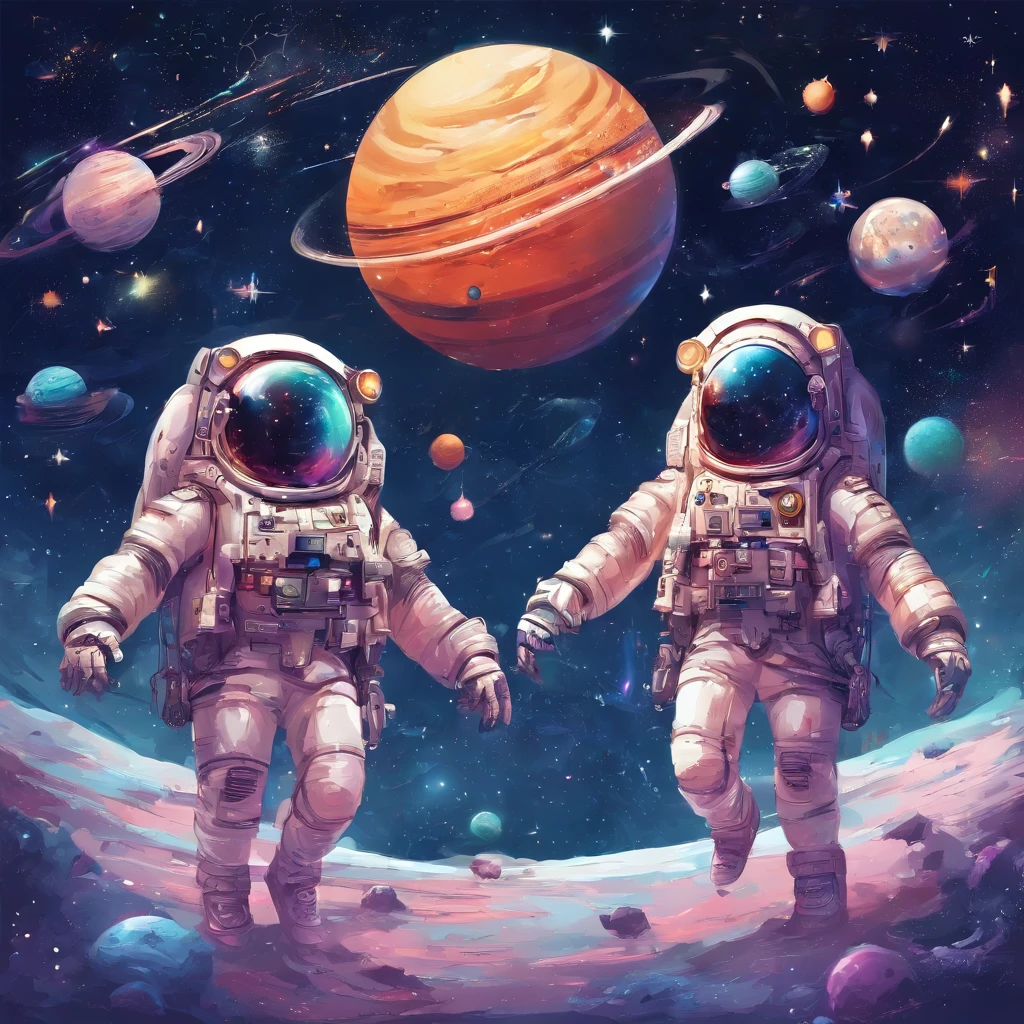 Two boys with sound hair,Oversized scenes,Creation,top-quality,best qualityer,2guys, Two boys,on both sides,Float around the center