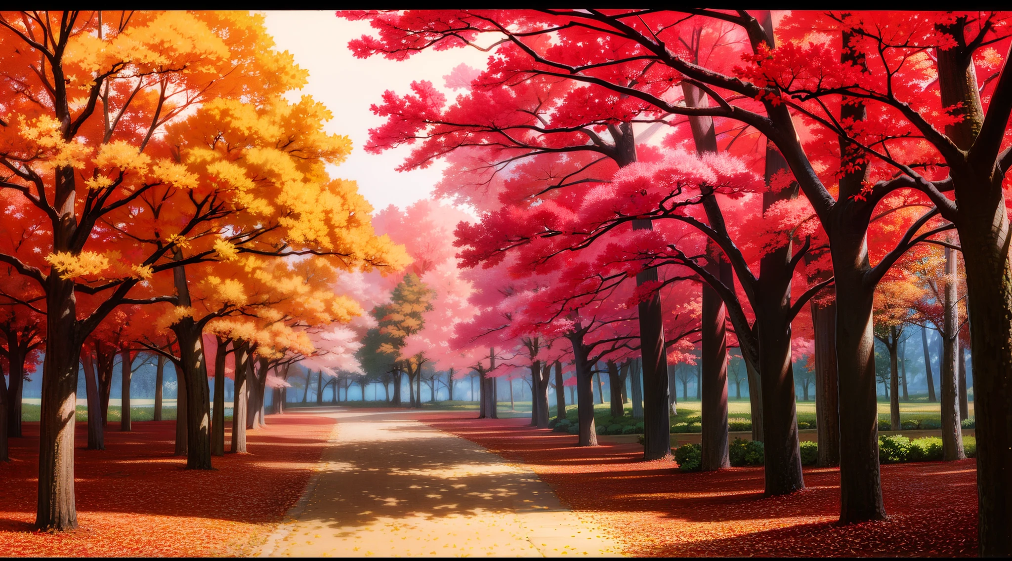 In autumn, the maple forest is endless