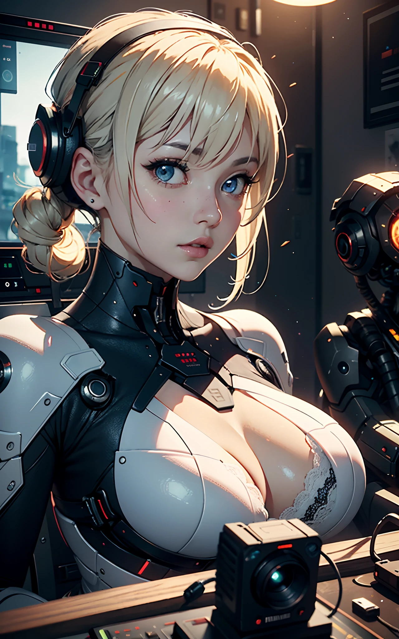 complex 3d render ultra detailed of a beautiful porcelain profile woman android face, (((full bodyesbian))), Cyborgs, cyborg robot parts, 150mm, Beautiful studio soft light, rim-light, vibrant detail, luxuriouscyberpunk, Lace, hyper realisitc, anatomically, face muscles, Cable Electrical Wire, micro Chip, elegant, Beautiful background, rendering by octane, h. r. Giger style, 8K, Best quality, masutepiece, illustration, Extremely Delicately Beautiful, Extremely detailed ,NFFSW ,Unity ,the wallpaper, (Realistic, Photorealsitic:1.37),Amazing, finedetail, masutepiece,Best quality,offcial art, Highly detailed ticker big unity 8k wallpaper, absurderes, unbelievable Ridiculous, droid, full bodyesbian, Sit on Unity 8k wallpaper，((best qualtiy)), ((tmasterpiece)), (the detail:1.4), 。.。.。.。.3D, A beautiful cyberpunk female image,hdr（HighDynamicRange）,Ray traching,NVIDIA RTX,Hyper-Resolution,Unreal 5,Subsurface scattering、PBR Texture、post-proces、Anisotropy Filtering、depth of fields、maximum definition and sharpness、Many-Layer Textures、Albedo e mapas Speculares、Surface coloring、Accurate simulation of light-material interactions、perfectly proportions、rendering by octane、Two-colored light、largeaperture、Low ISO、White balance、the rule of thirds、8K raw data、（Take full-body photos，closeup of face，Side face，The accessories are gorgeous）The scene is magnificent，