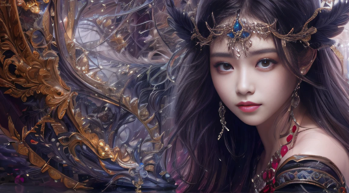 Fantasy Fairy Legend 32K,复杂,ellegance,highly detailed,A majestic,Digital photography,Top cinema lenses,surrealism painting,Broken rubies,Beating magic,Entwined water magic,(tmasterpiece,Cinematic light,Fine beautiful eyes:1.2),hdr,Void 5 Energy Storm,(China 1 girl,Black eyes:1.5),Rouge skin,Glowing skin,(sitting on the stone:1.5),delicated face,Black color hair,Wearing palatial red armor,cropped shoulders,The Legend of the Fantasy Fairy,long skirt,Beautiful platinum armor,Rained,big breasts beautiful,looking at viewert,Face away from the camera,tmasterpiece,Side upper body,Side portrait close-up