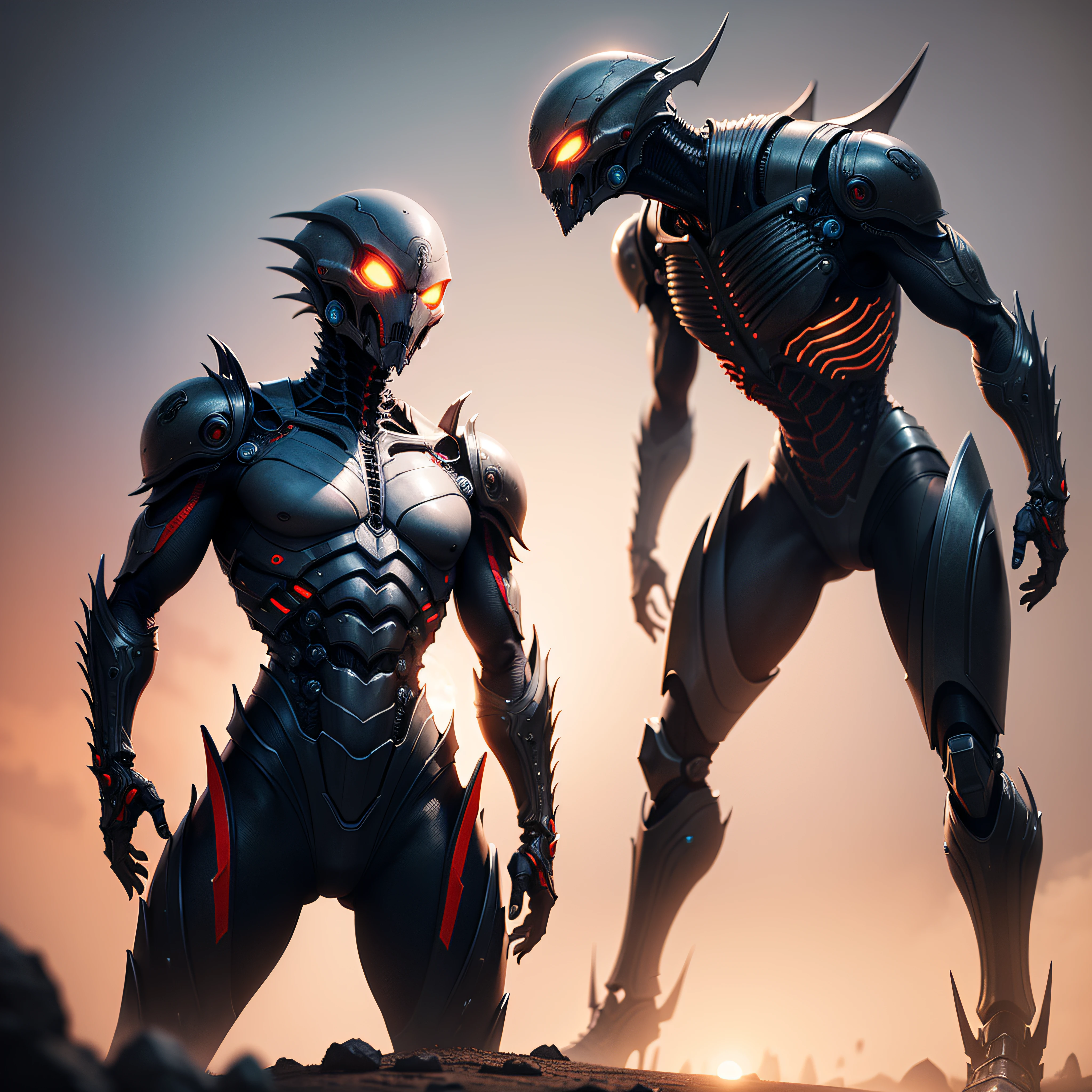 high quality, extremely detailed, biomechanical alien assassin