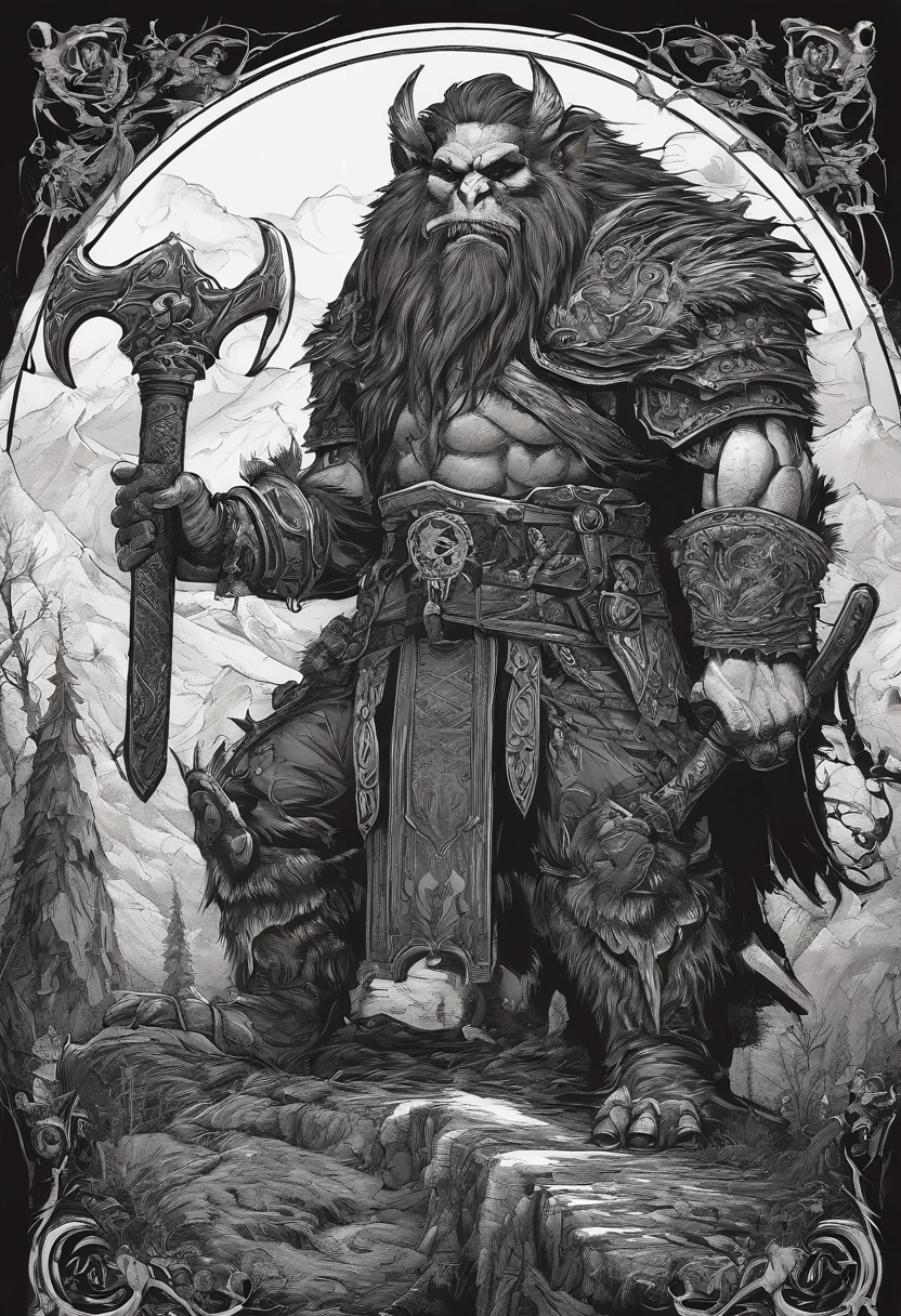 there is a painting of a troll with a hammer in his hand, bugbear, bugbear ranger, raging bugbear, epic full color illustration, grog strongjaw, fur-clad barbarian goliath, a druid, gnoll, tyler edlin fantasy art, troll, humblewood art style, high fantasy illustration, druid warrior, amazingly detailed d & d art