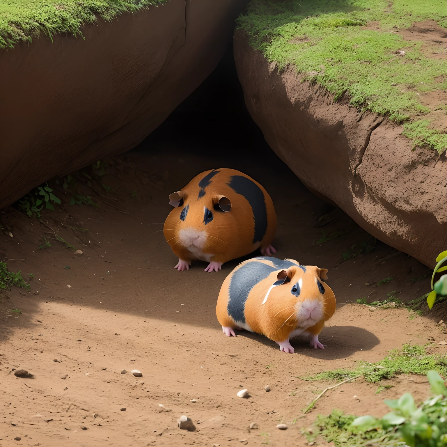 A guinea pig in the middle of a plateau, fugindo de seus predadores naturais