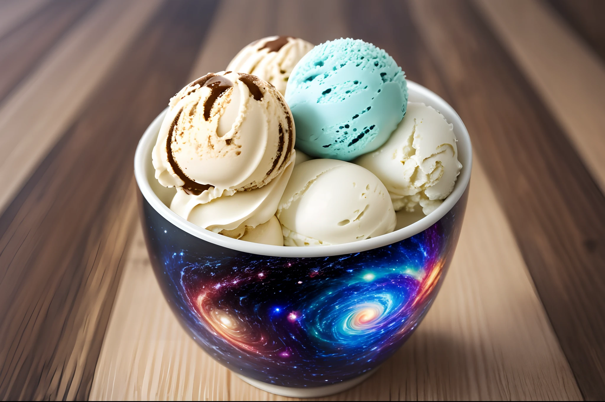 An ice cream with a background of cosmic galaxies --auto --s2