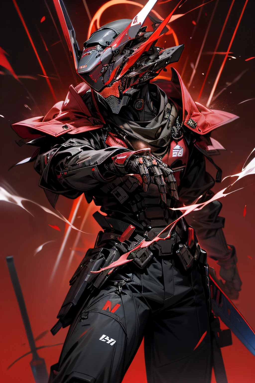 Humanoid Decisive Weapon、Dressed in a red aura