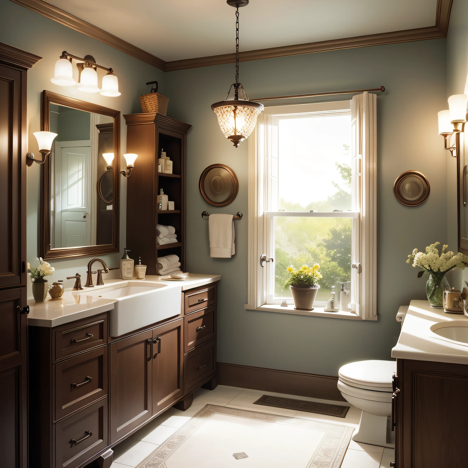 Simple traditional bathroom designs with Light Fixtures
