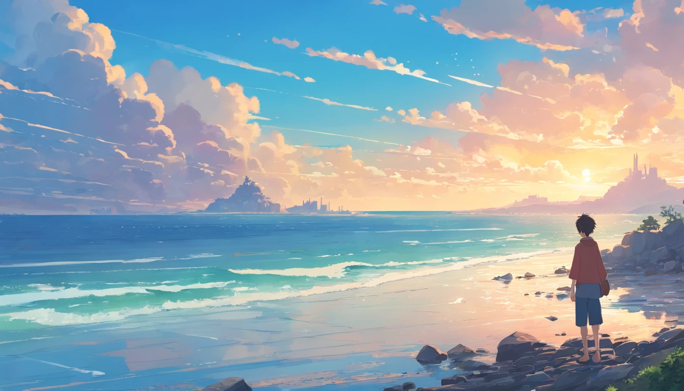 View the sea,A man of majesty,It was surrounded by a ruined landscape,Symbolizes the tyranny of Dong Zhuo。Presented in a manized style。