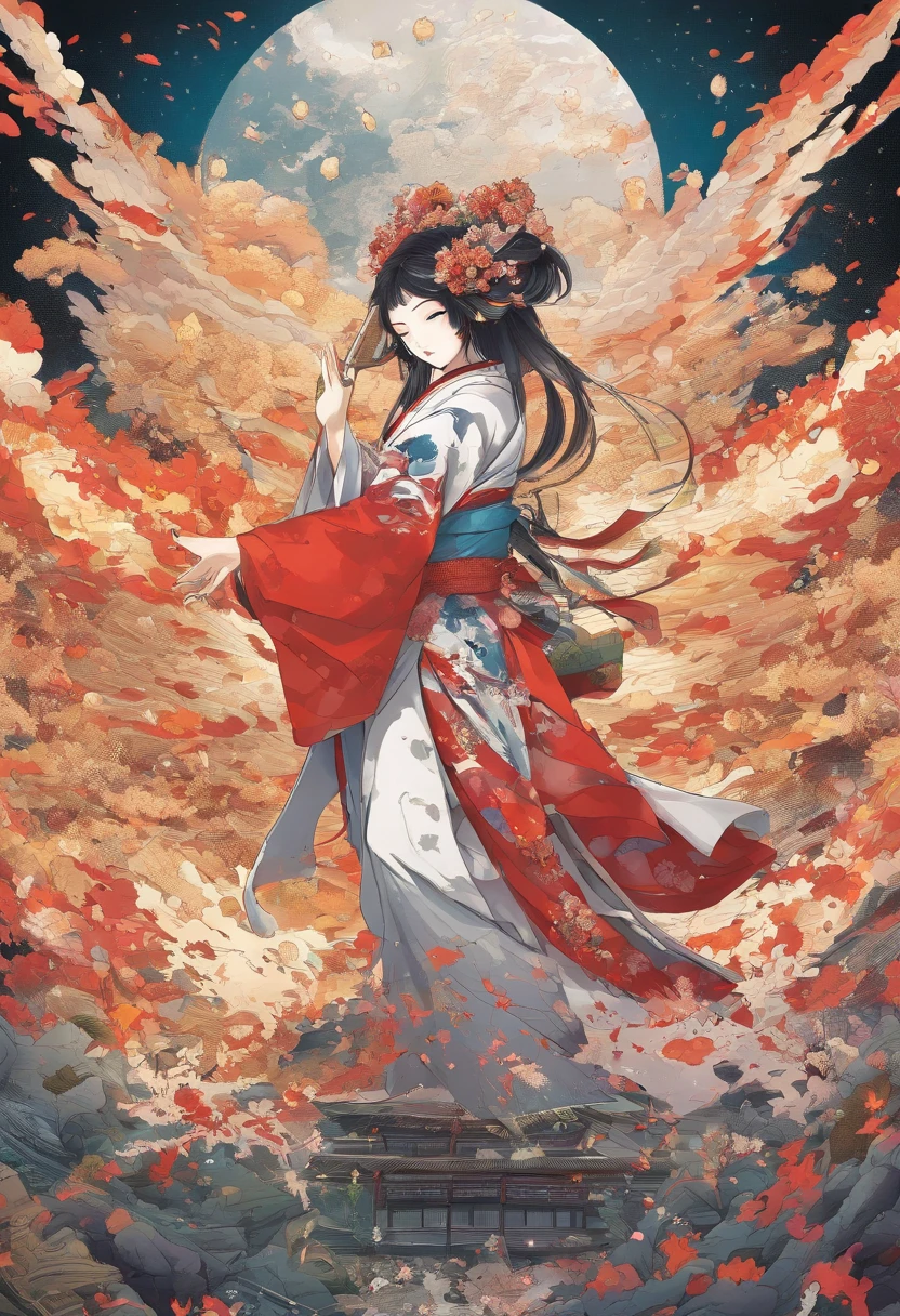 traditional japanese sniper geisha causaly nonchalant strut through lots of bullet wizing by and massive large explosion