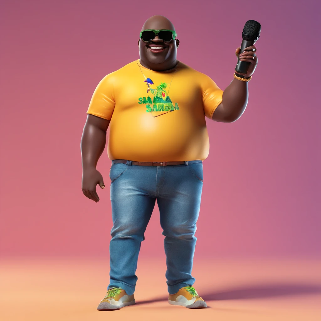 black fat man crouching