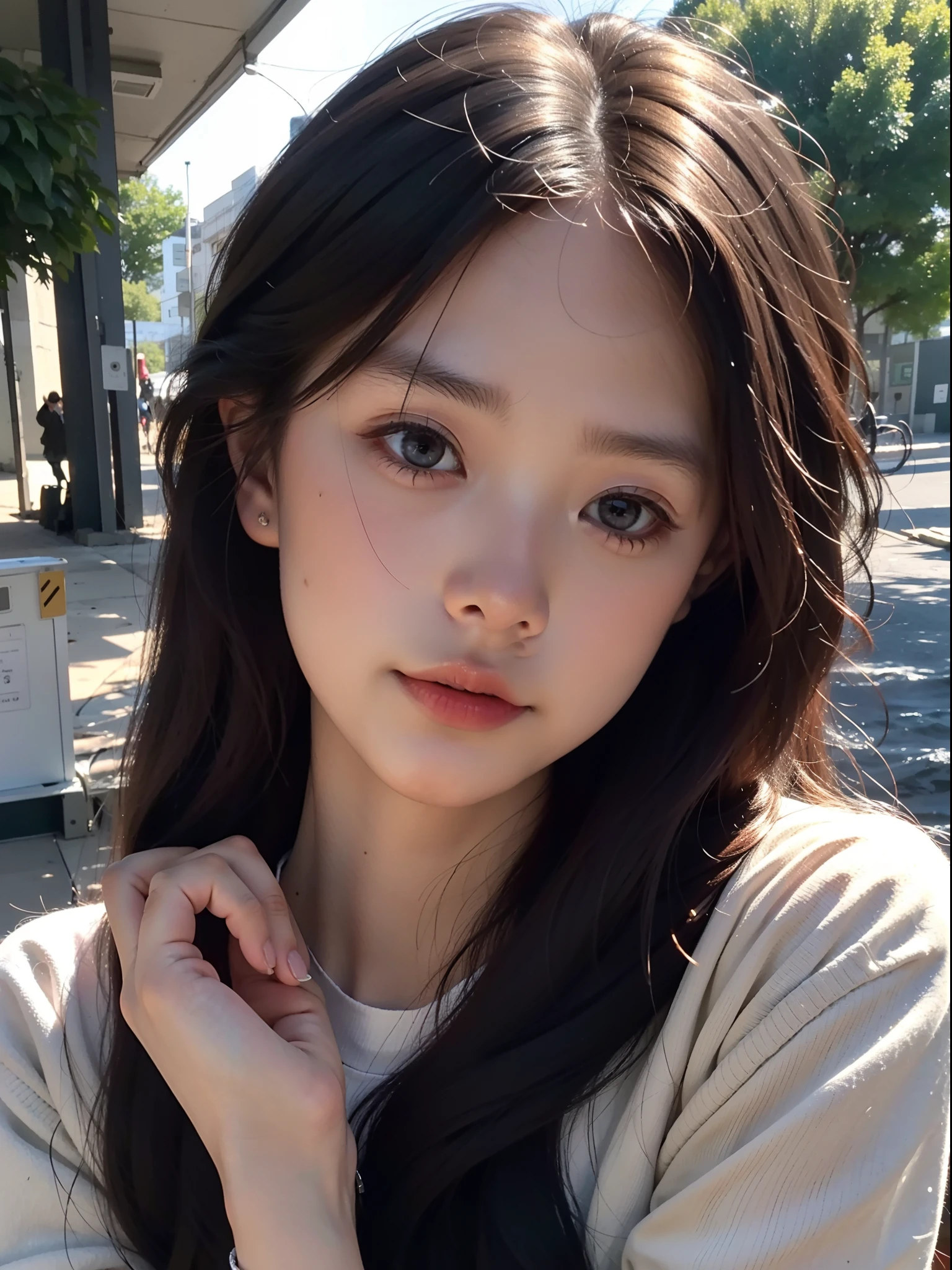 best qualtiy，（RAW photos：1.2），（tmasterpiece：1.2），（realisticlying：1.2），（A high resolution：1.2），1girll，(facelight:1.4)，depth of fields，