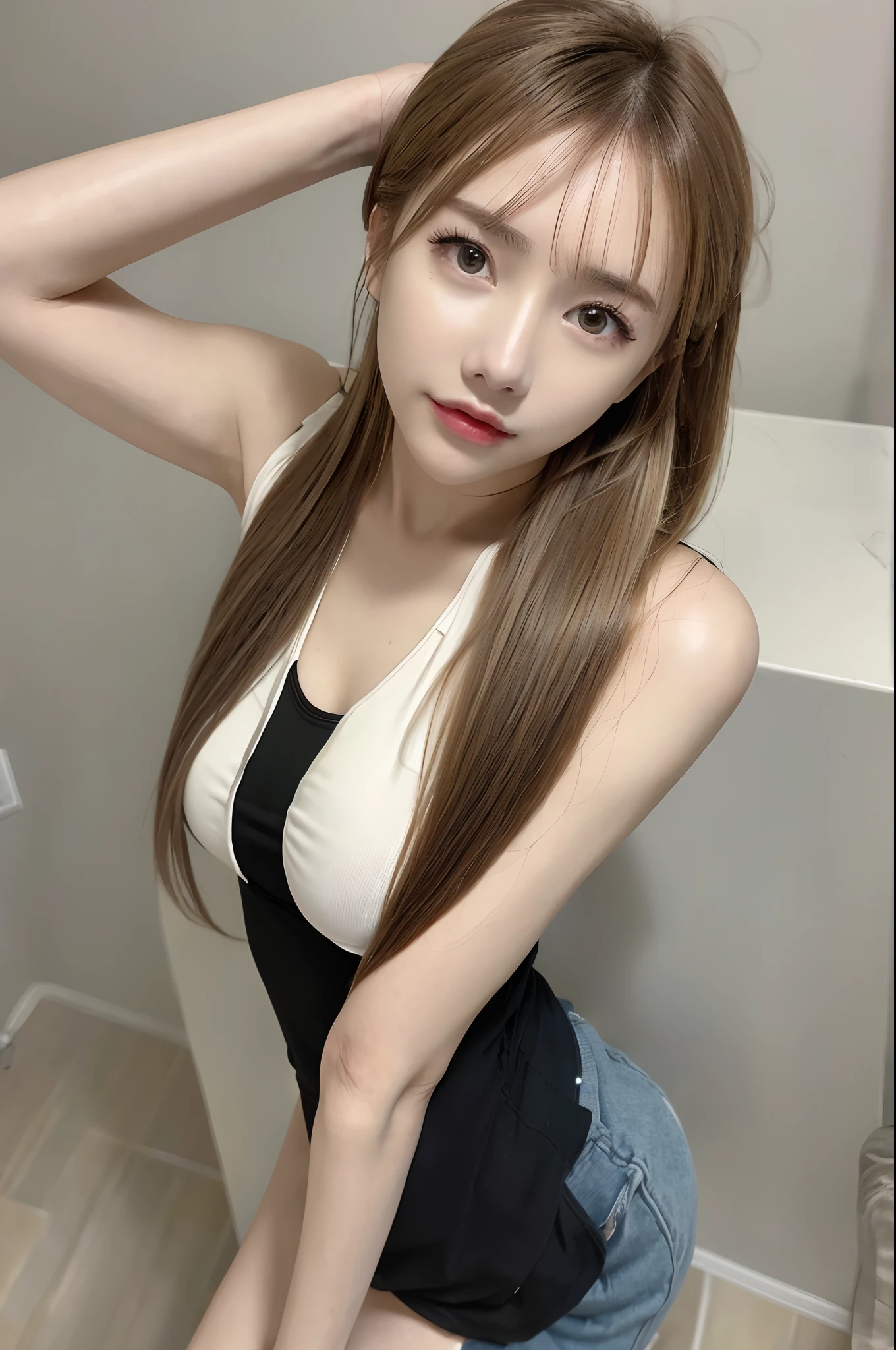 (8K、top-quality、​masterpiece:1.2)、(realisitic、Photorealsitic、Photorealsitic:1.37)、ultra-detailliert、
beatiful detailed eyes、beautiful detailed nose、Tank Tops
