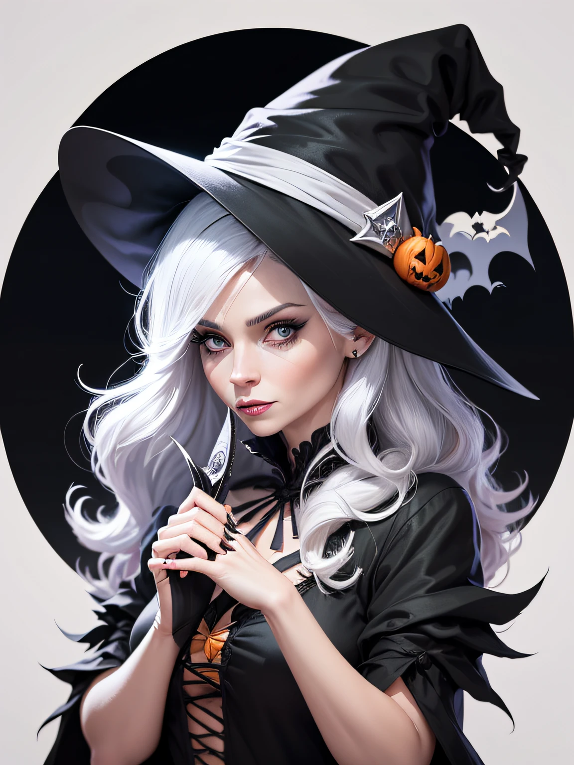 Black and white, monochrome,Side shot,(very detailed CG Unity 8k wallpaper), (masterpiece), (highest quality), (very detailed), (best illustration), (best shadow), (sharp eyeliner, eyeshadow, detailed eyes: 1.1), (skullmake, night sky, :1.1), break,(Wizard of Darkness:1.1),sexy and beauty