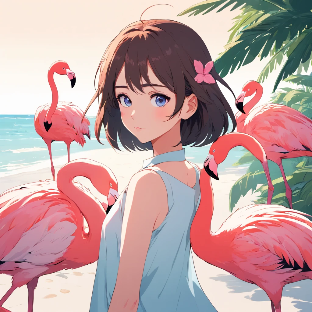 minimalistic, big eyes flamingo, full body, line art, vector, svg, coloring book, coloring book page style, black outline on white background