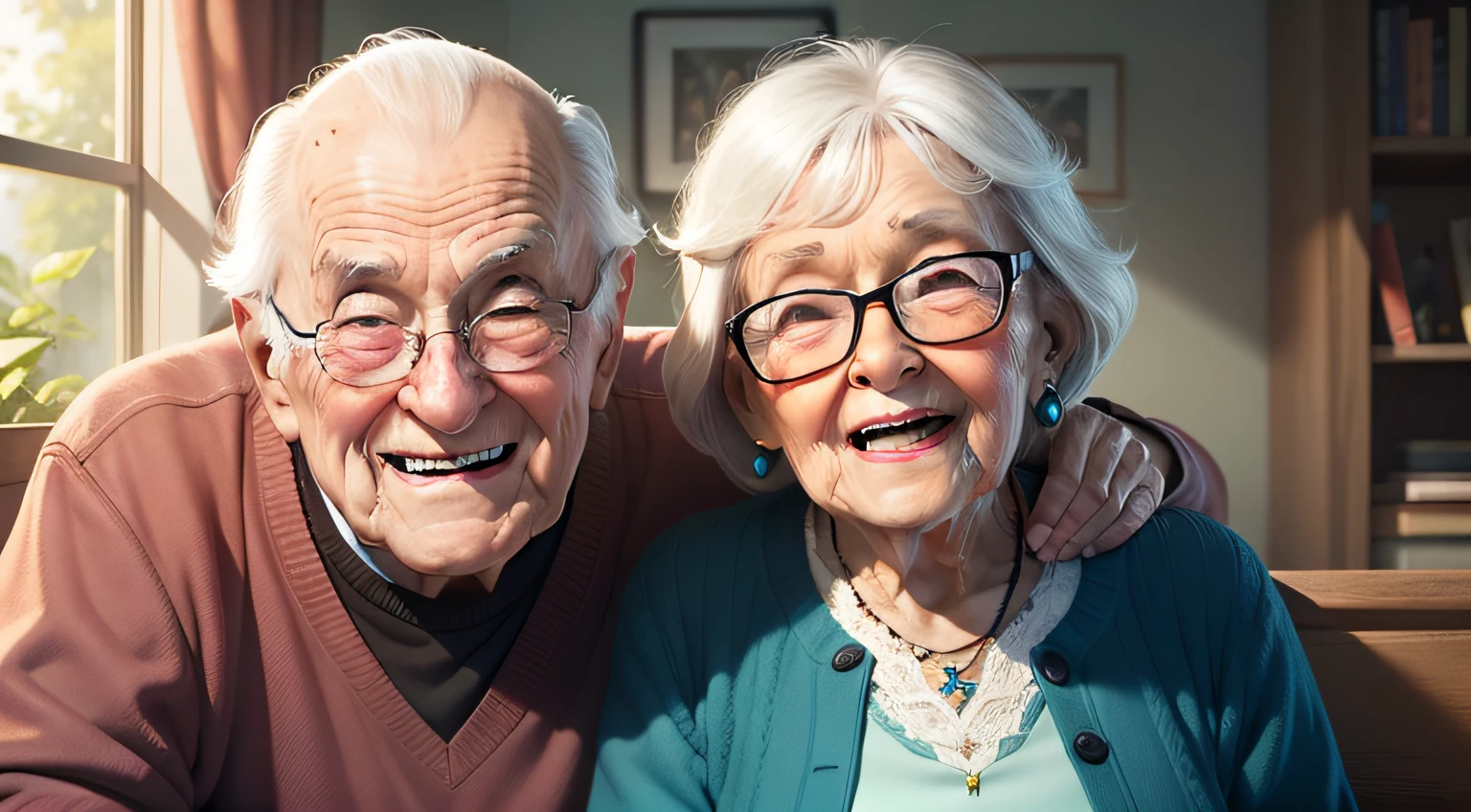 grandparents smiling happily