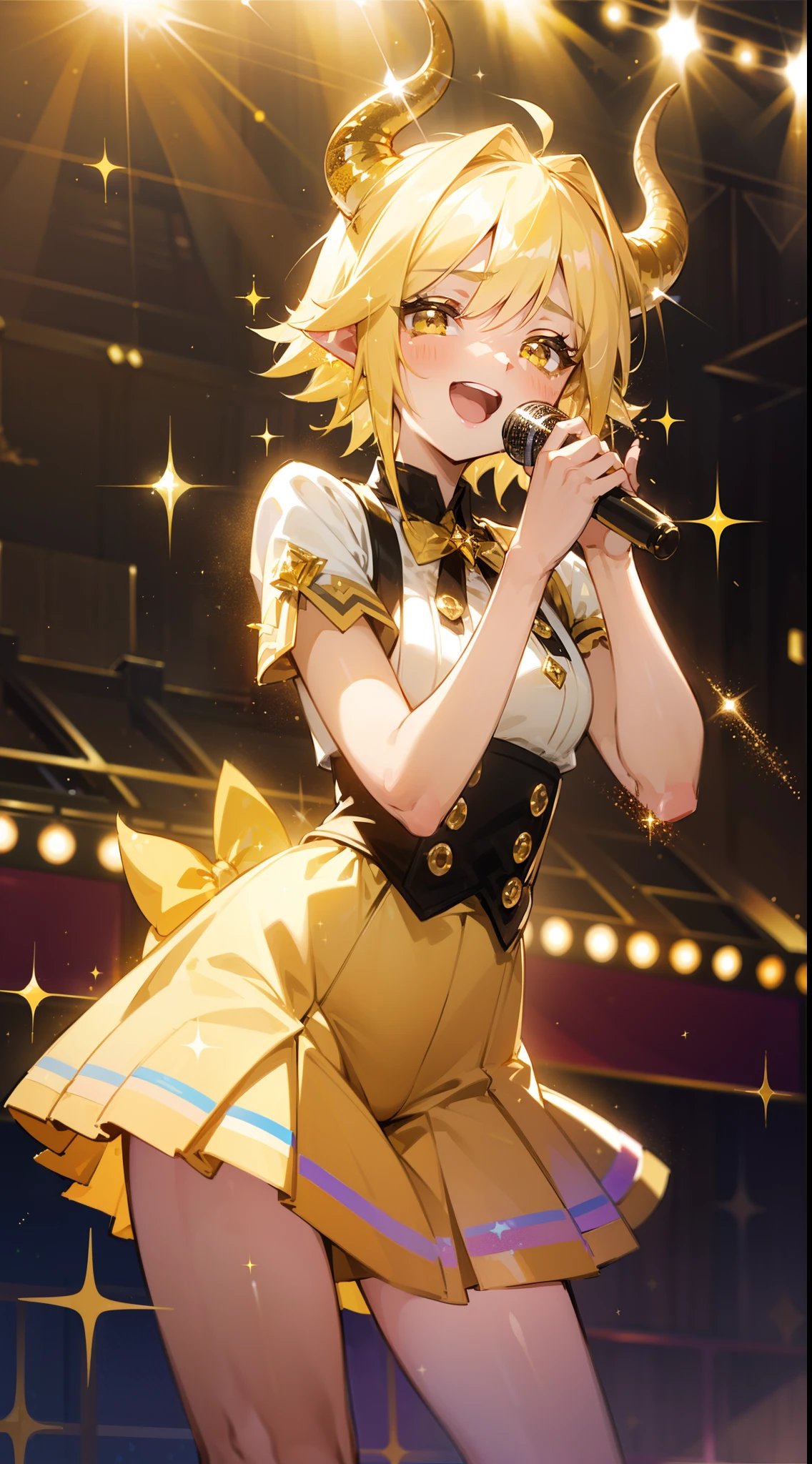 Blonde、Bob Hair、Golden Eyes、ColorPurple、Idol、Fluffy skirt、dance、fine、