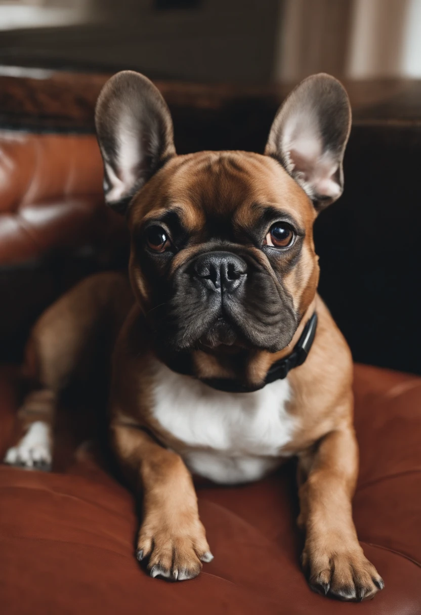 /imagine prompt: Illustration of a brown French bulldog, with two doghnuts in front of the eyes like a glasses, em um fundo preto, em negrito estilo de contorno, bordas irregulares, Lixo, sombreamento claro --v 5.2