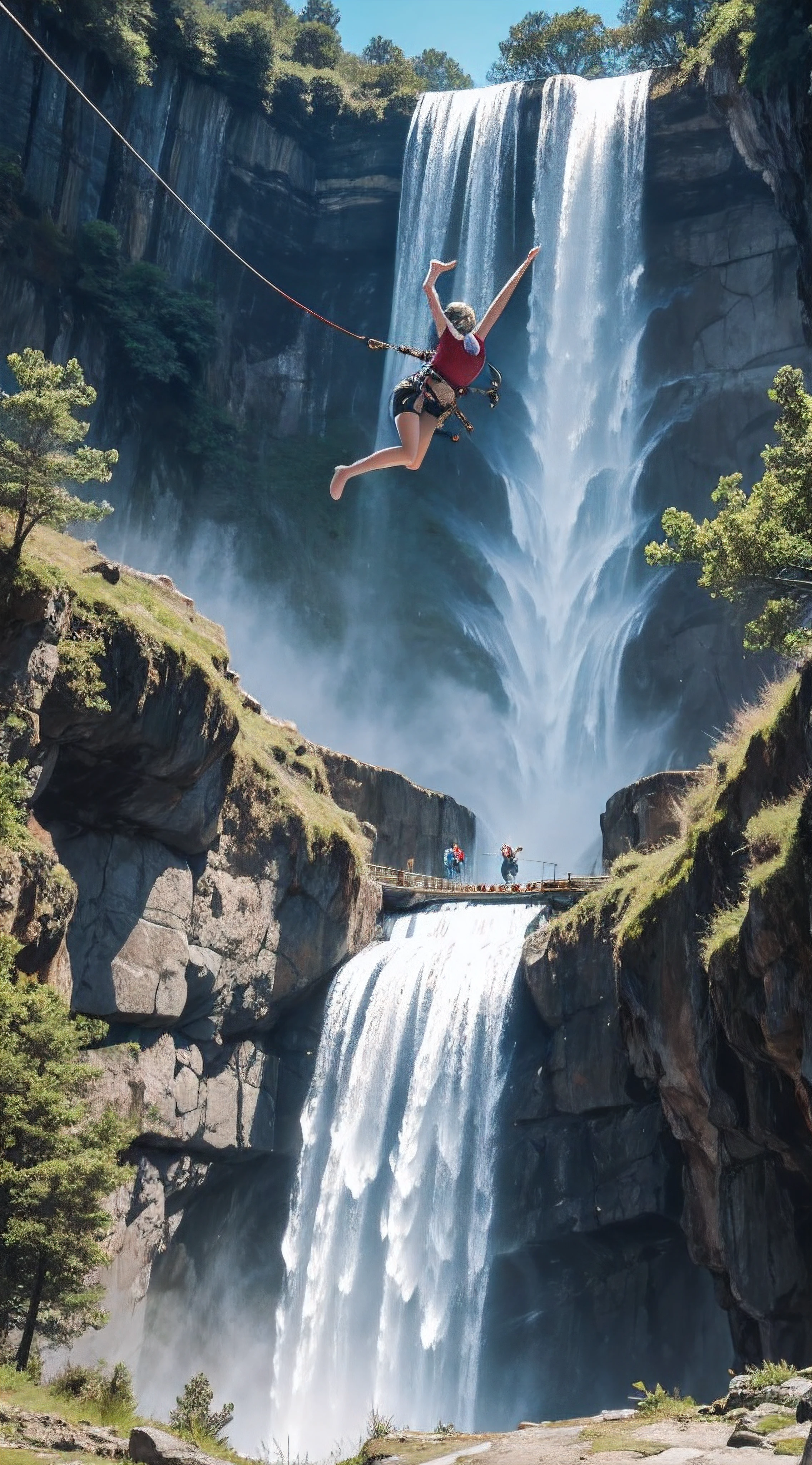 bungee jumping into waterfall