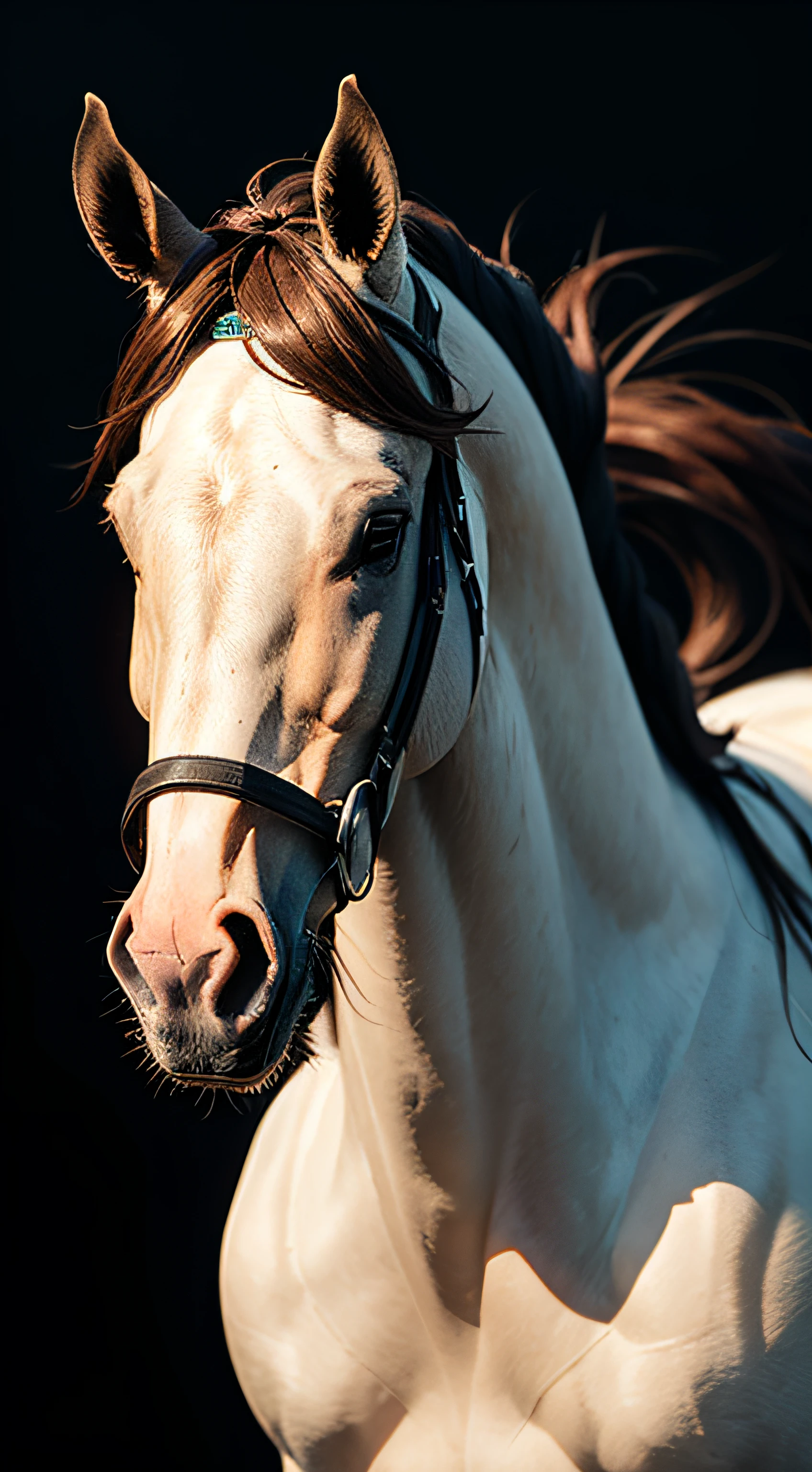 Jesus Cristo em um cavalo branco, Super resolution AMD FidelityFX 3, efeitos brilhantes, textura extremamente detalhada, fotografado com Canon EOS 5D Mark IV.