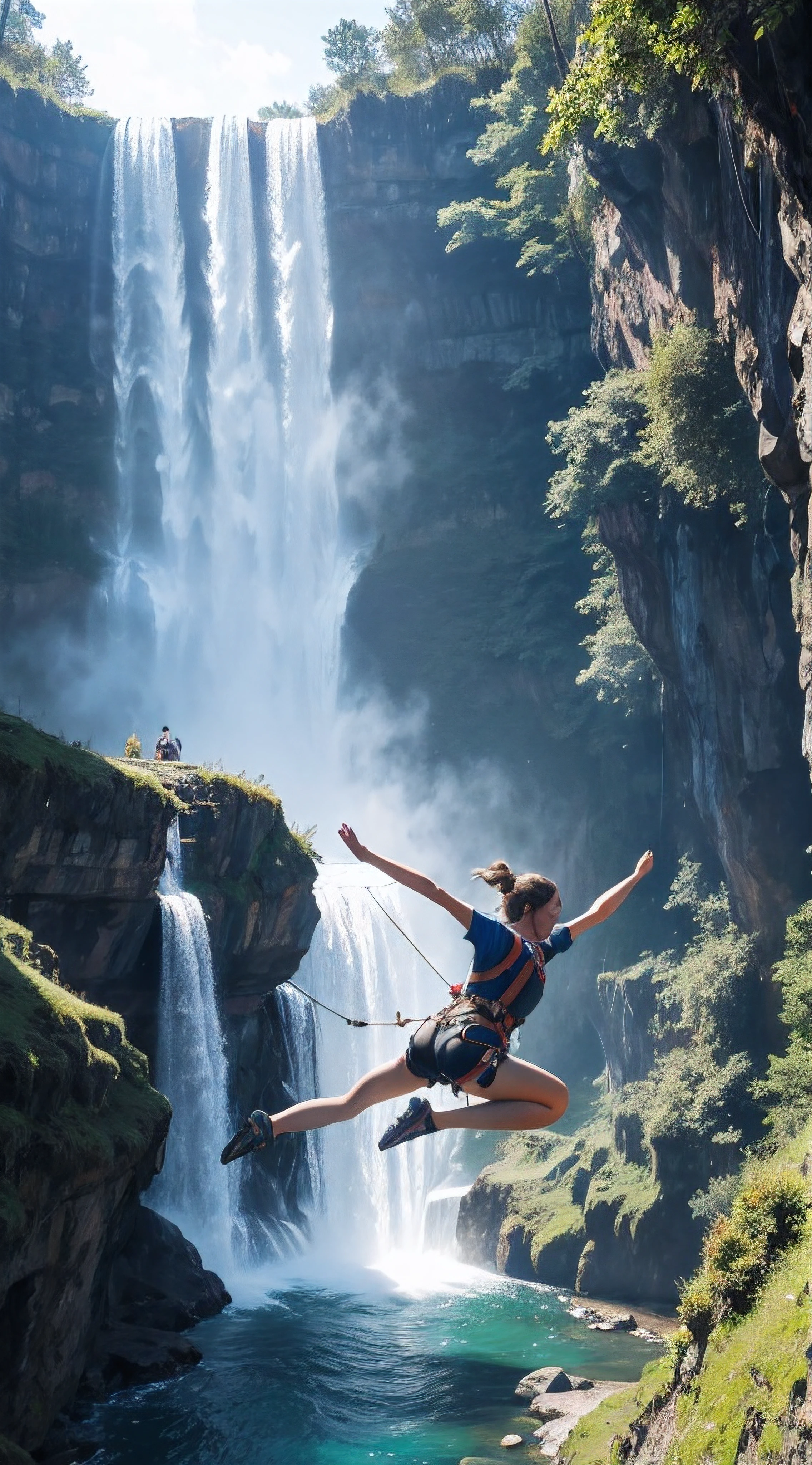 bungee jumping into waterfall