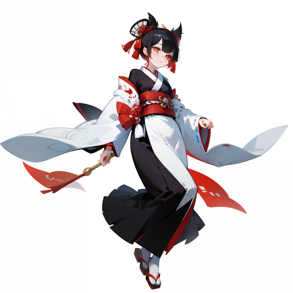 (White background:1.3),Full body,Heian aristocratic woman,kimono,独奏,full body Esbian, Lineless