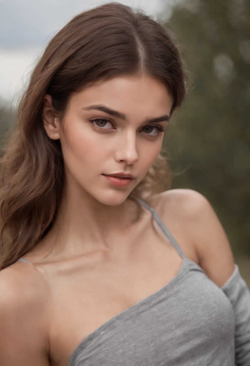 sexy woman, 20years old, Slim, Sport, shiny tanned skin, cleavage breasts, Narrow waist, curly dark hair, Kaia Gerber ,  Realistic, photografic, realisitic, natural, Gym, workout