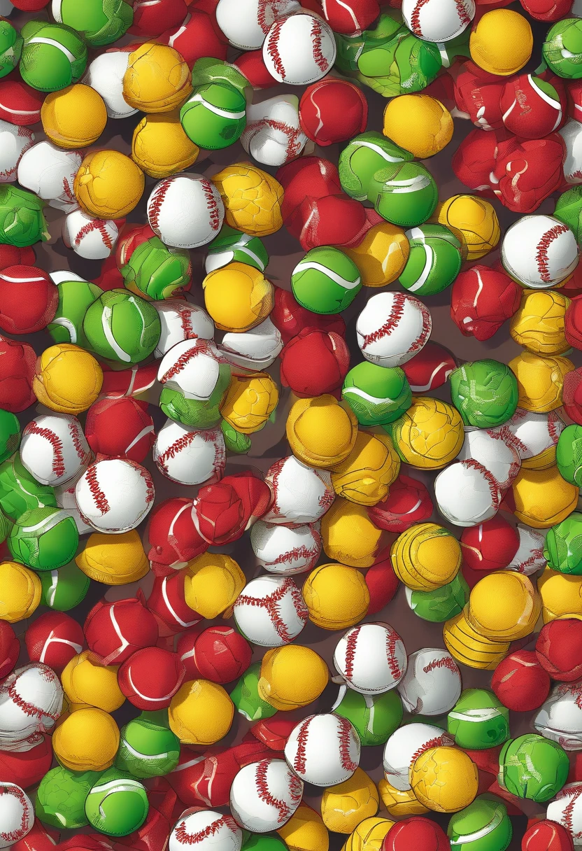 extremely detailed and realistic, 4D, illustration, vector art, anatomically correct heart, filled by a lot of realistic tennis ?????