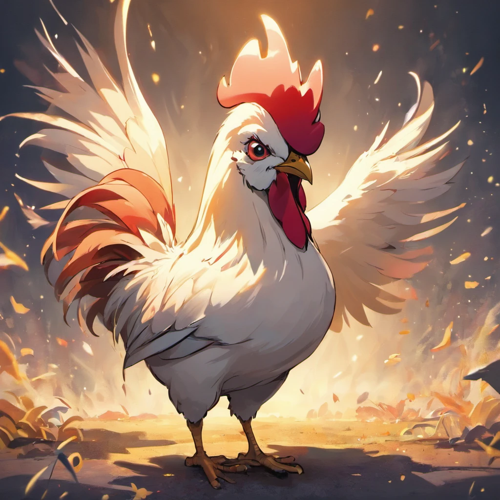 A rooster，Exaggerated big-eyed chicken,Crazy zoo style， Chicken animals, Chicken, Cute chickens,Humorous chicken