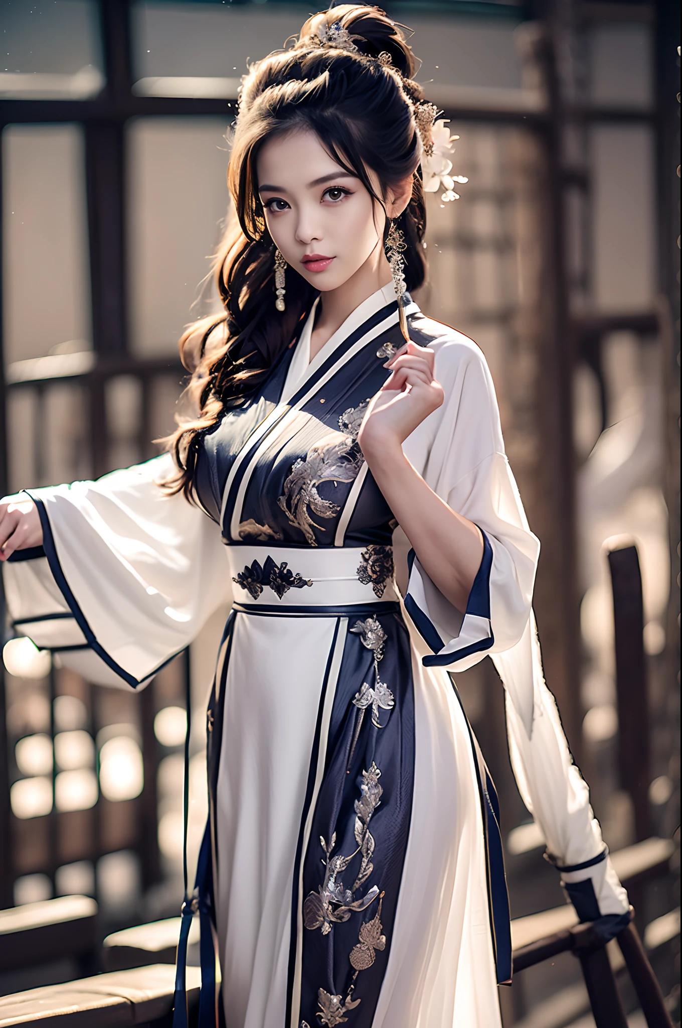 top-quality、delicated face、独奏、20 year old woman、(FULL BODYSHOT)、(perfectly proportions)、(Woman doing tai chi:1.5)、Powerful Pose、dynamic compositions、(Naked and wearing streetwear:0.8)、beautiful countenance、A detailed face、Serious gaze、perfectly proportions、爆乳、big breasts thin waist、nabel、Crotch gap、Strengthened and rounded buttocks、big butts、thighs thighs thighs thighs、The thighs are raw、The background is the seaside、(blur backgroun:1.8),