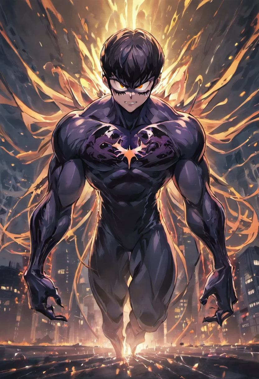 Venom and host,Marvel Venom,Full body like,Close-up,of a real,Facial features are carefully depicted,Realistic skin texture,Dark style,depth of fields,high light,Real light,Ray traching,oc rendered,Hyper-realistic,best qualtiy,8K,Works of masters,super-fine,Detailed pubic hair,Correct anatomy,sharp focus on eyes,Bokeh,Facial features are carefully depicted, big penis, balls,