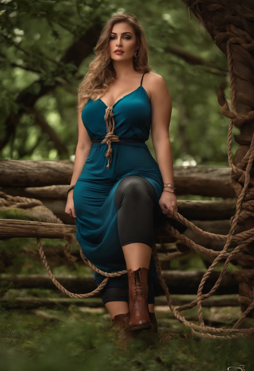 nakeness,female pervert,huge tit,fat hips,fleshy legs,Sexual ,is being ,Tied by a rope