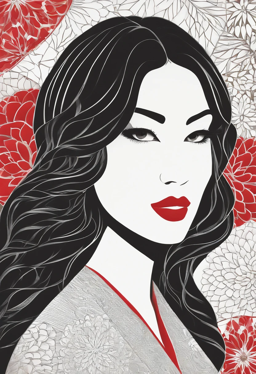 Araved woman with long hair and red lipstick poses for a photo, ekaterina, Profile image, Red lips, professional picture, 30 year-old woman, 3 0 years old woman, angiewolf, Photo of Jessica Devich, professional profile picture, moleksandra shchaslyva, with straight black hair