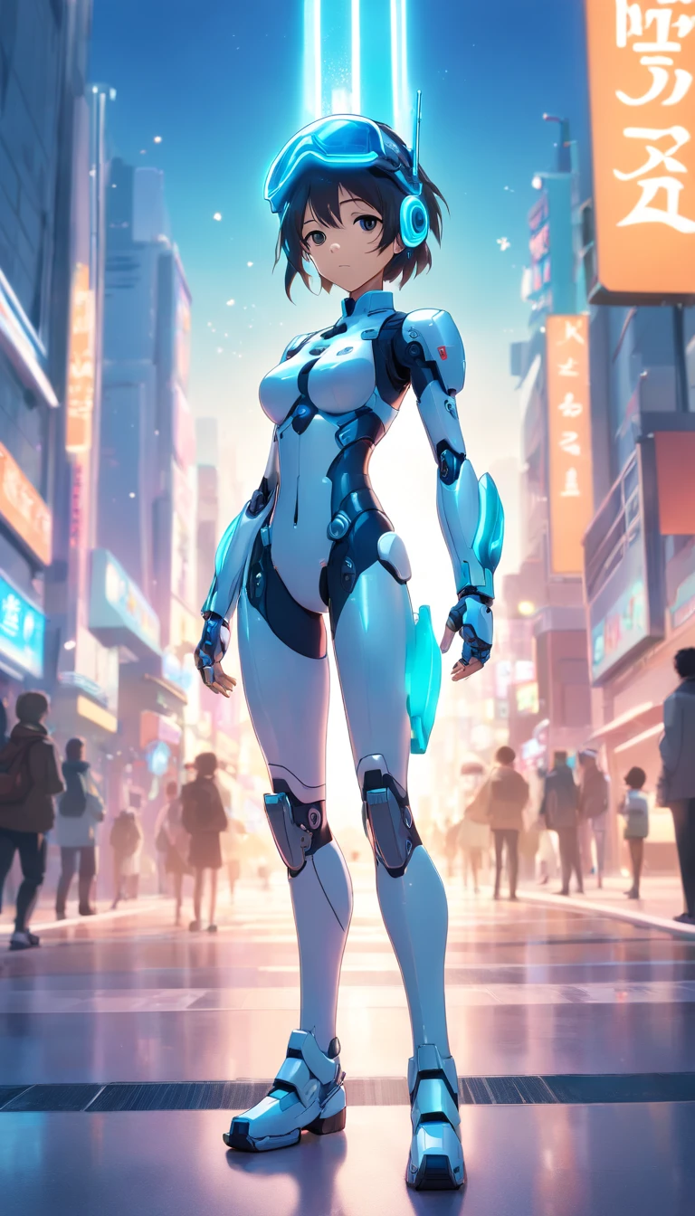 cyborgs, (blind box toy style:1.2), (Full body shot) , 1 transparent girl,Transparent Mecha, Exquisite helmet:1.2, Phosphorescent goggles:1.2, Cyberpunk, Dreamy glow, bright neon lights, clean, White background, ( Global Illumination, Ray traching, nffsw, Unreal Render,Reasonable design, high detal, masutepiece, Best Quality, hyper HD, Cinematic lighting)