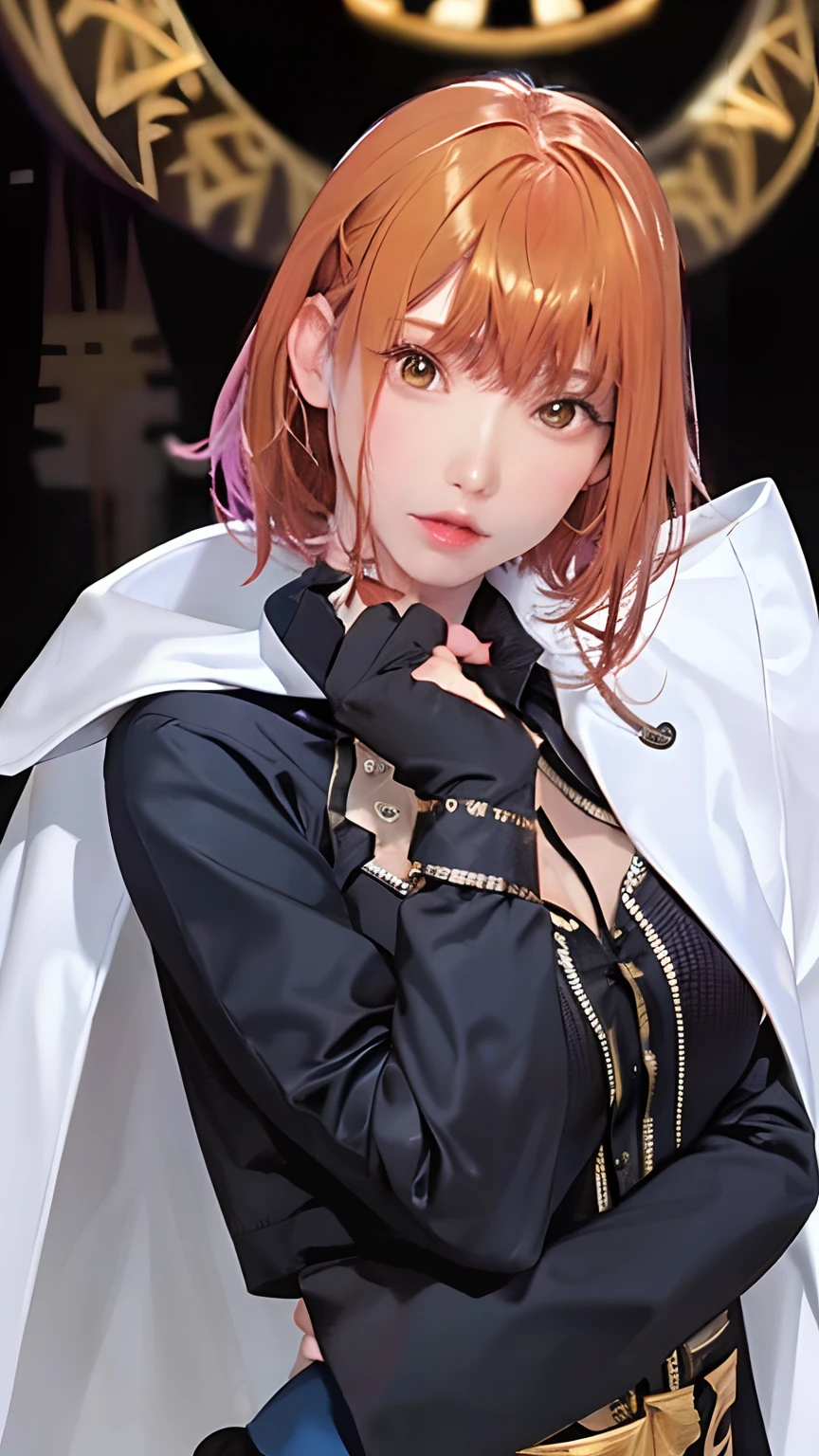 (masterpiece、top-quality、top-quality、Official Art、Beautifully Aesthetic:1.2)、(1girl in)、ighly detailed、(Fractal art:1.2)、(Photorealistic:1.4)、colourfull、highestdetailed、face perfect、The upper part of the body、HDR、(doa:1.3)、(White cloak golden lines:1.2)、intergalactic、(light streaks)、striking visuals、(Dynamic streaks、Bright trajectory:1.2)、vivd colour、