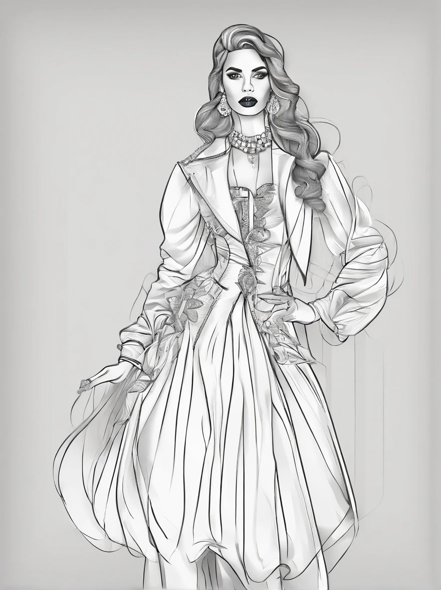 A high-fashion，Dress up in style，Full body standing painting，3D立体，Detailed textures，High definition