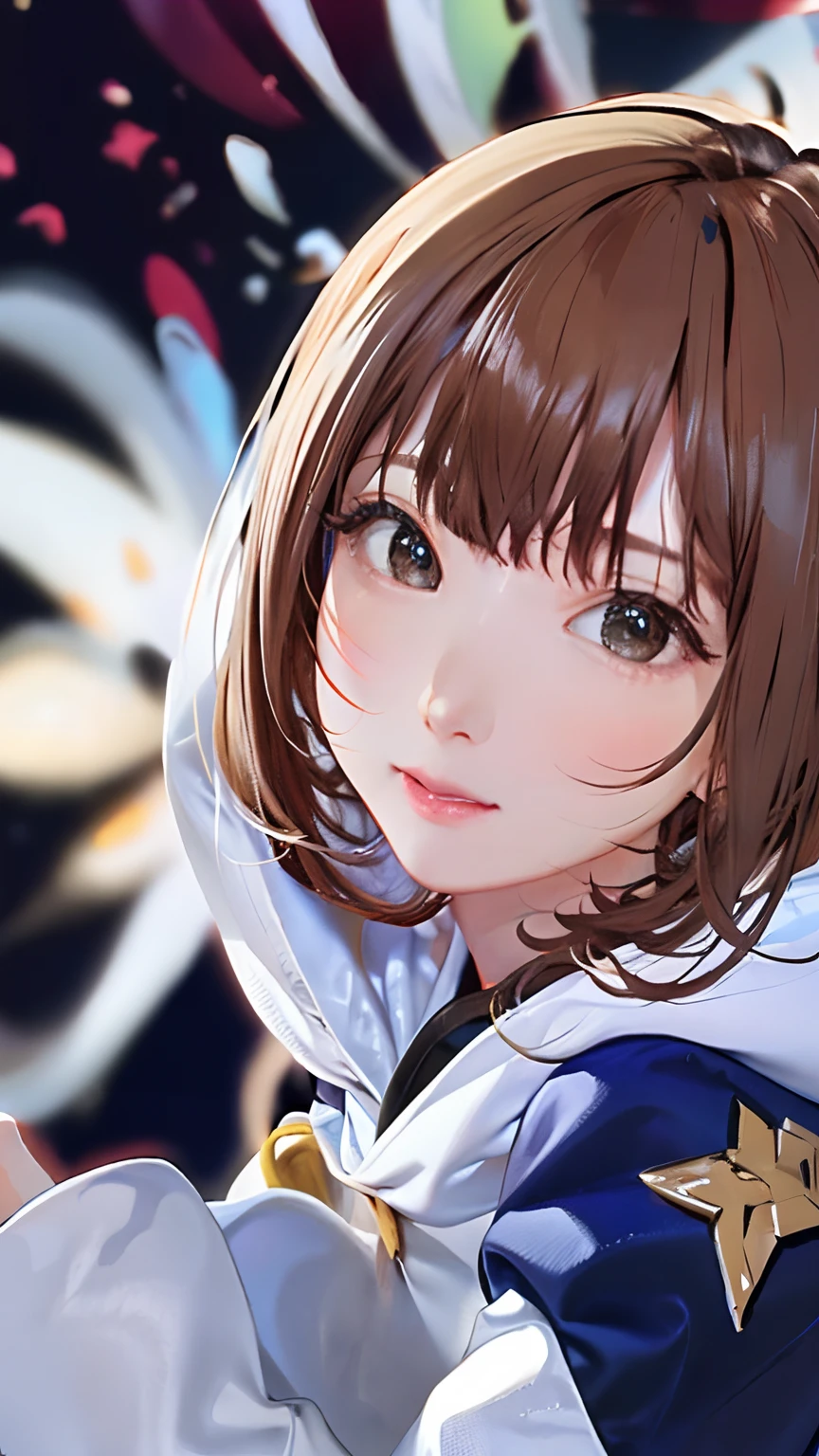(masterpiece、top-quality、top-quality、Official art、Beautifully Aesthetic:1.2)、(1girl in)、ighly detailed、(Fractal Art:1.2)、Photorealistic、colourfull、highestdetailed、face perfect、The upper part of the body、nffsw、(doa:1.3)、(White cloak golden lines:1.2)、intergalactic、(light streaks)、striking visuals、(Dynamic streaks、Bright trajectory:1.2)、vivd colour、