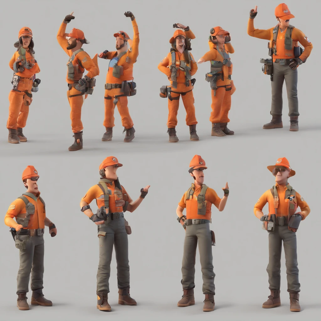 same character with 10 different poses