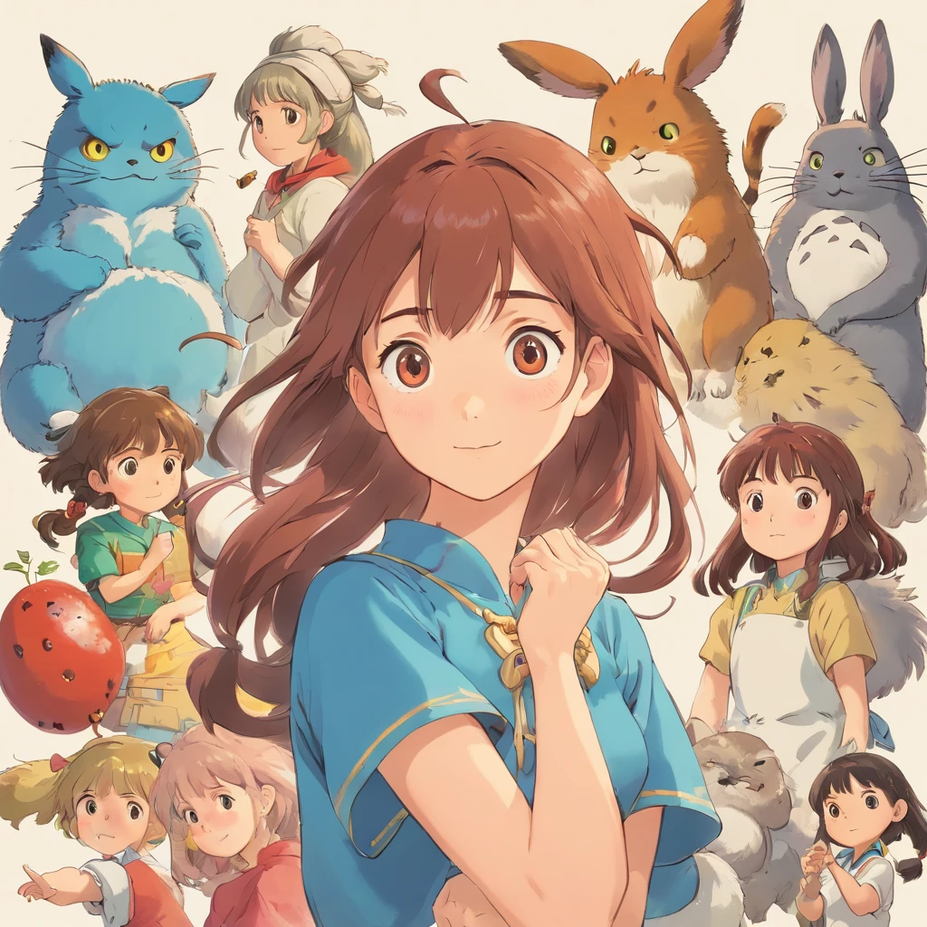 same girl character with 10 different poses
