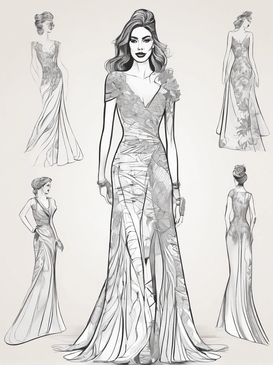 A high-fashion,Dress up in style,Full body standing painting,3D立体,Detailed textures,High definition