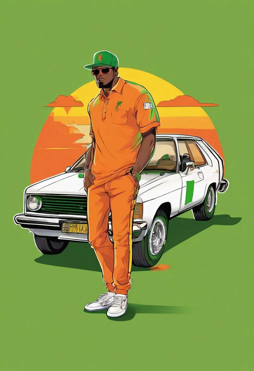 Polo blanc orange et vert dans un style polo ralph Laurent