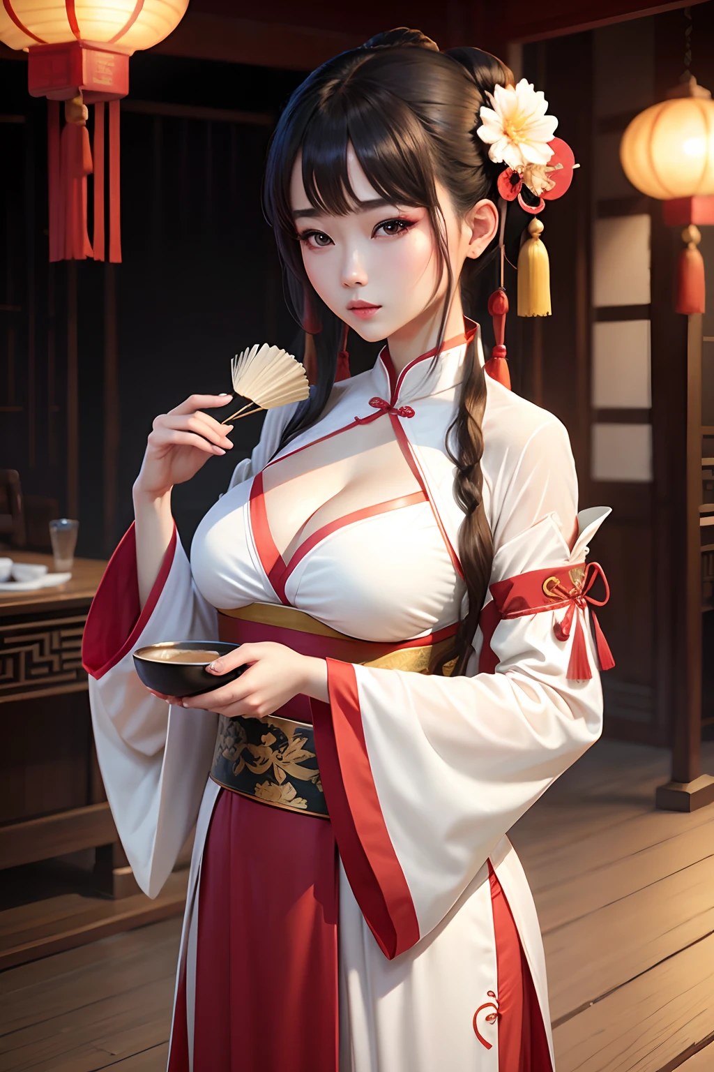 /Chinese beauty in Hanfu has half her chest leaked